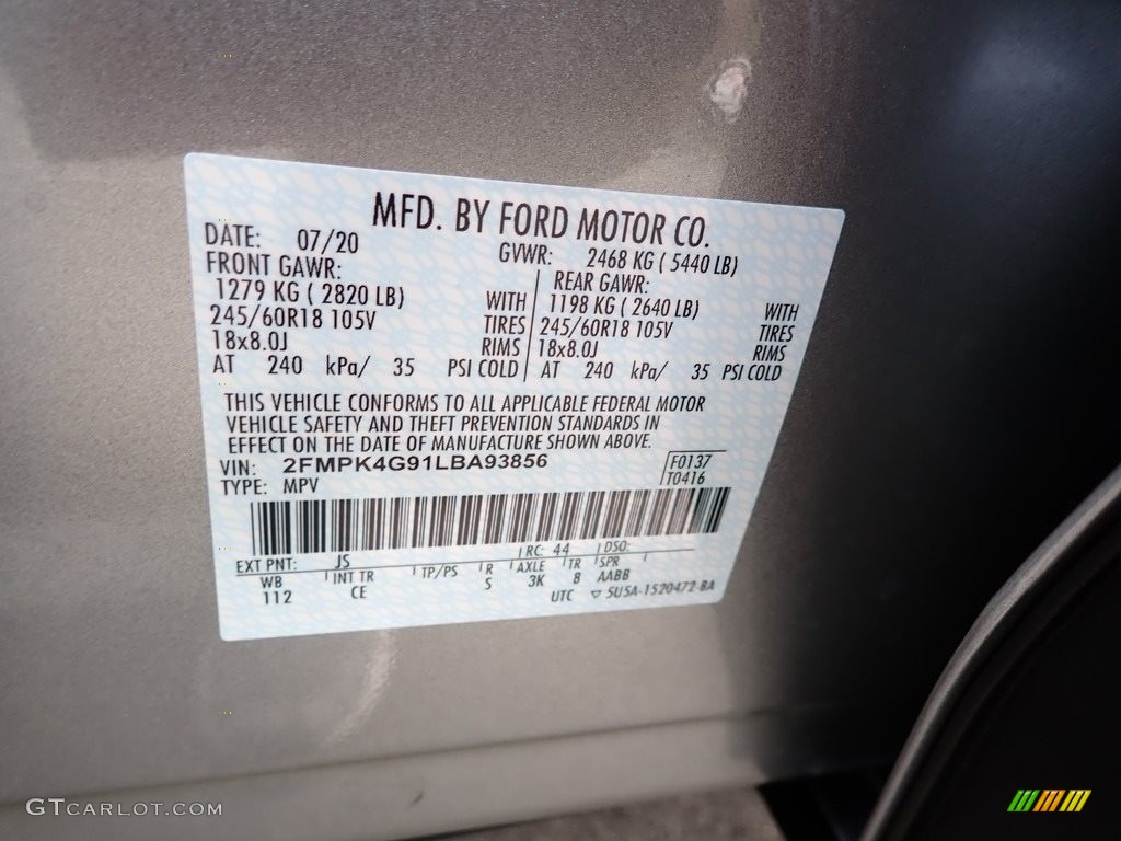 2020 Edge SE AWD - Iconic Silver Metallic / Ebony photo #12