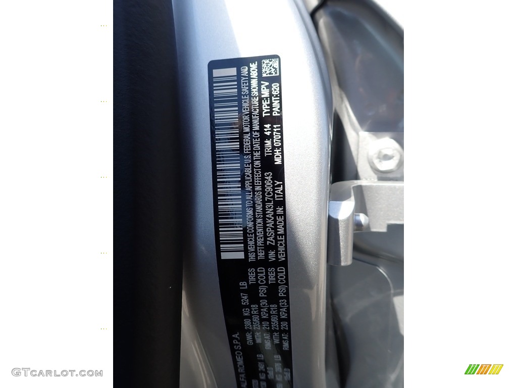 2020 Stelvio Color Code 414 for Silverstone Gray Metallic Photo #139250008