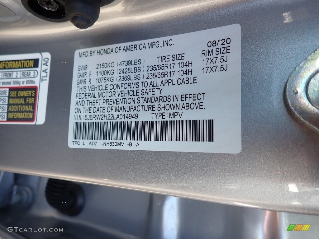 2020 CR-V LX AWD - Lunar Silver Metallic / Gray photo #13