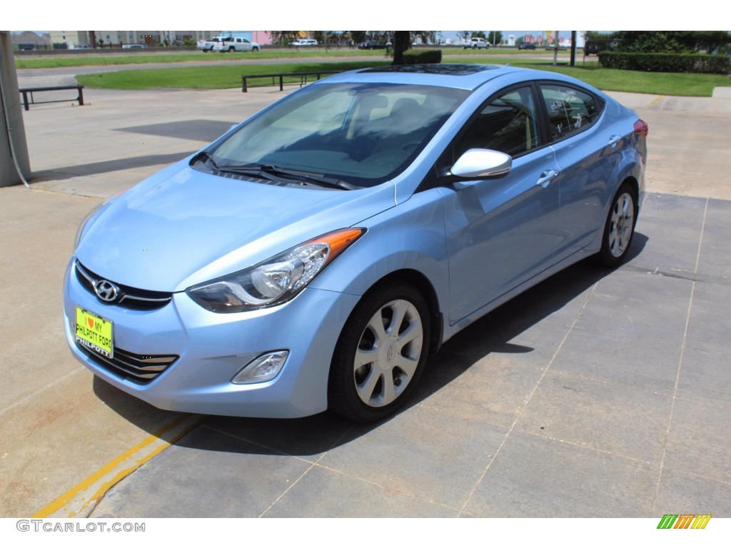 2013 Elantra Limited - Blue Sky Metallic / Beige photo #4