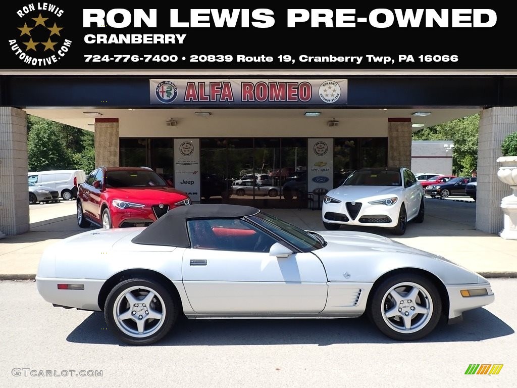 1996 Corvette Convertible - Sebring Silver Metallic / Red photo #1