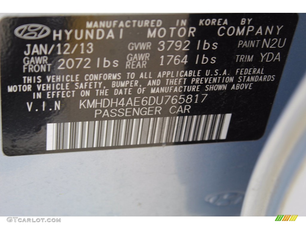 2013 Elantra Limited - Blue Sky Metallic / Beige photo #33