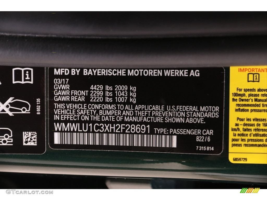 2017 Clubman Color Code B22 for British Racing Green II Metallic Photo #139260023