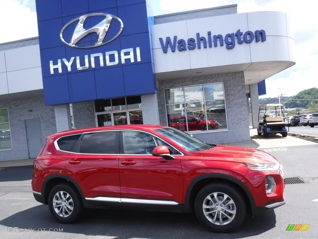 2019 Santa Fe SE AWD - Scarlet Red / Black photo #2