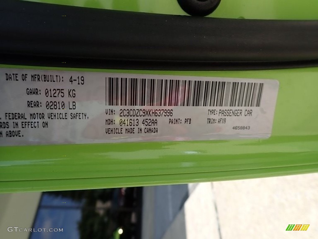 2019 Dodge Challenger SRT Hellcat Color Code Photos