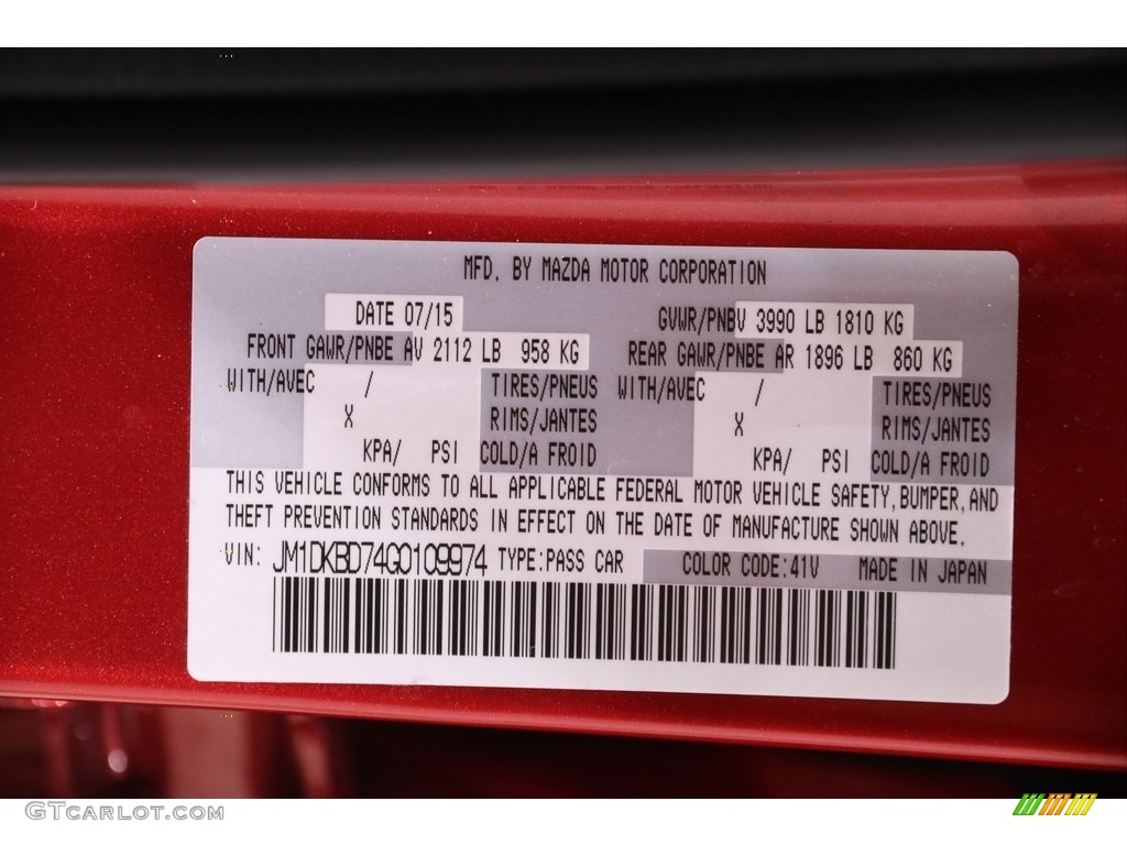 2016 CX-3 Color Code 41V for Soul Red Metallic Photo #139277453