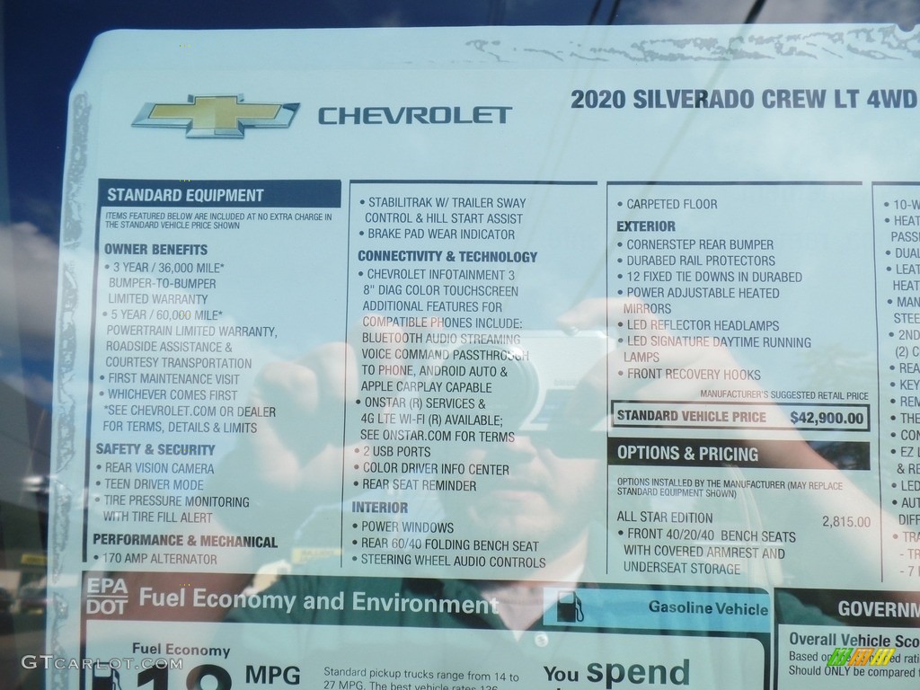 2020 Chevrolet Silverado 1500 LT Z71 Crew Cab 4x4 Window Sticker Photo #139280312