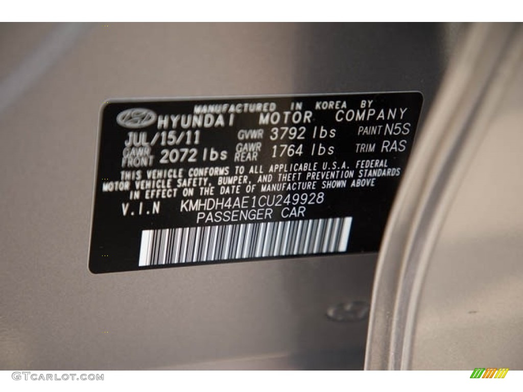 2012 Elantra Limited - Titanium Gray Metallic / Gray photo #38