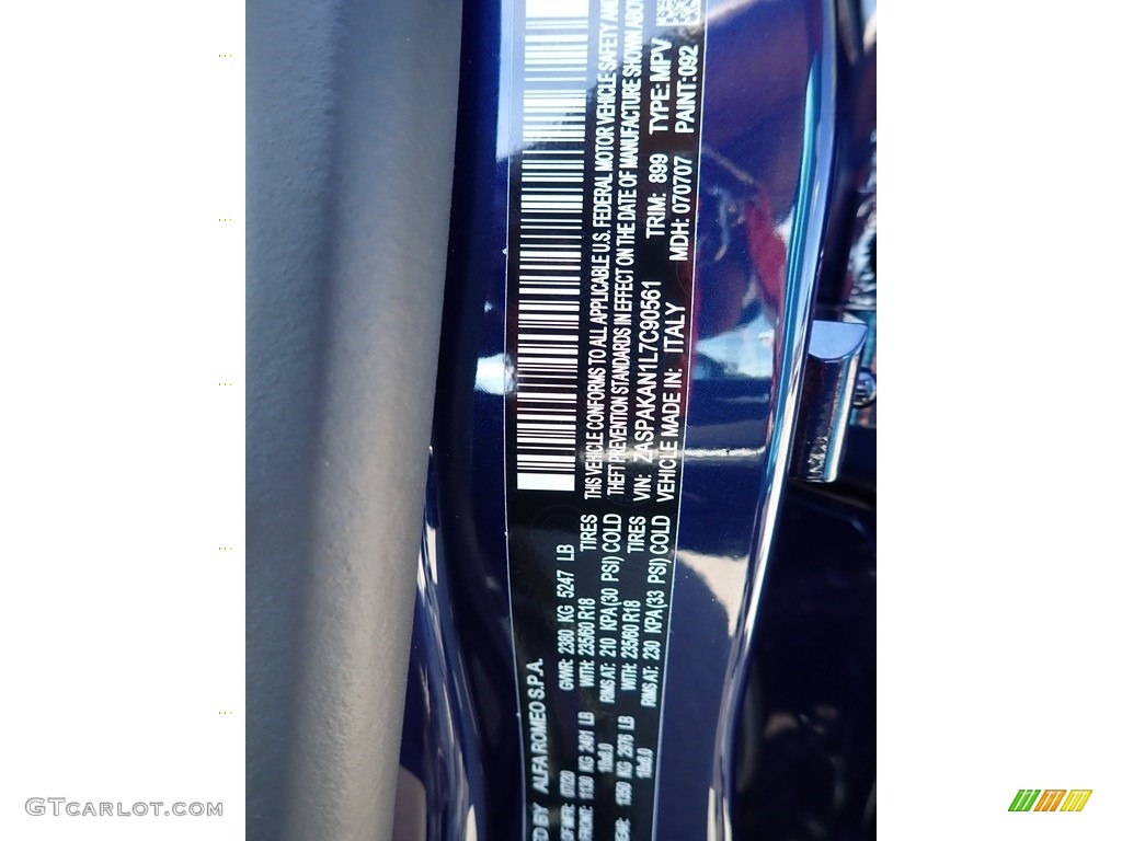 2020 Stelvio Color Code 092 for Montecarlo Blue Metallic Photo #139287120