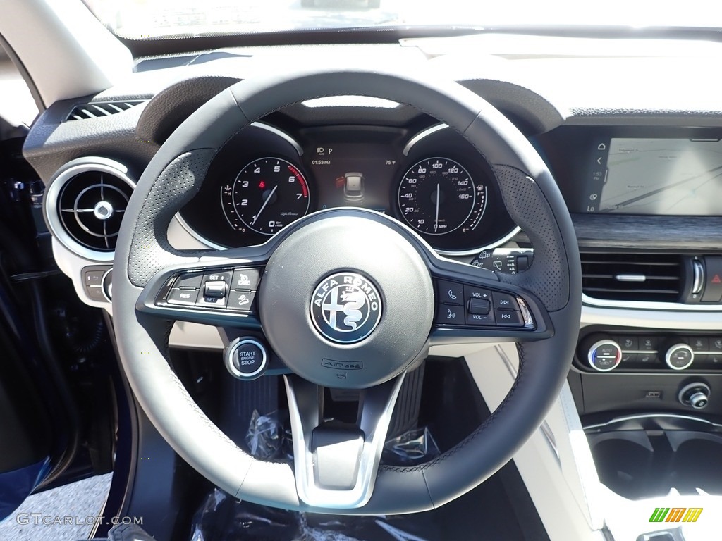 2020 Alfa Romeo Stelvio Sport AWD Black/Ice Steering Wheel Photo #139287243
