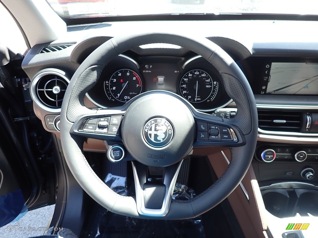 2020 Alfa Romeo Stelvio TI Sport AWD Black/Chocolate Steering Wheel Photo #139287645