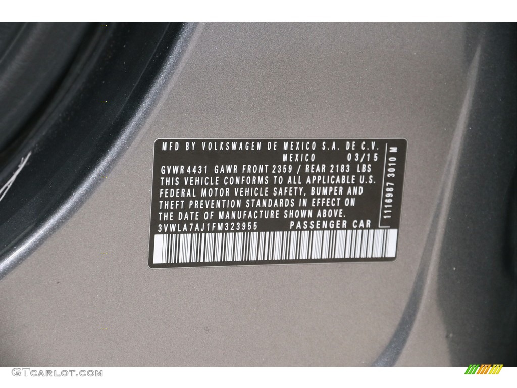 2015 Jetta TDI SEL Sedan - Platinum Gray Metallic / Titan Black photo #18