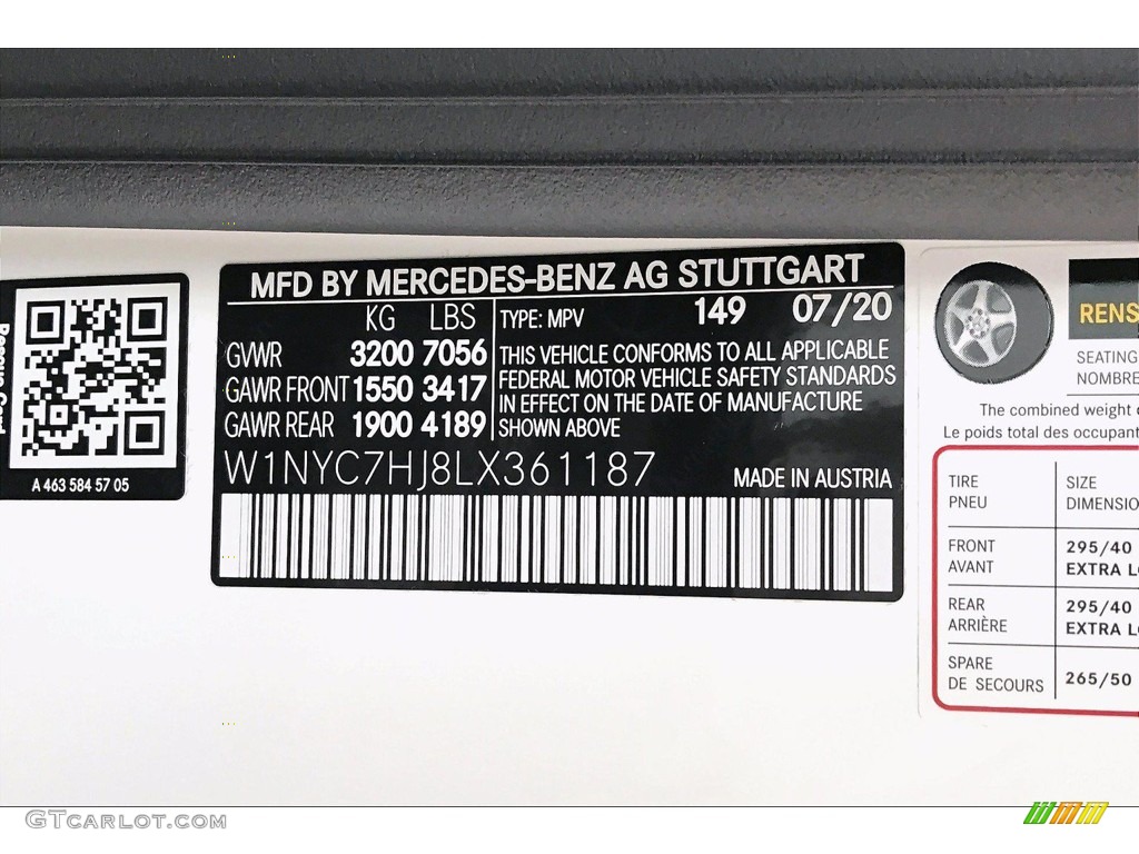 2020 G Color Code 149 for Polar White Photo #139291326