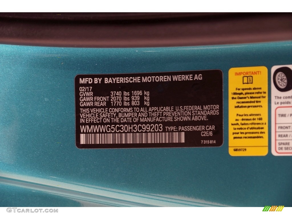 2017 Convertible Color Code C2E for Caribbean Aqua Photo #139294374