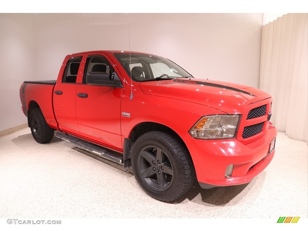 2013 1500 Express Quad Cab 4x4 - Flame Red / Black/Diesel Gray photo #1
