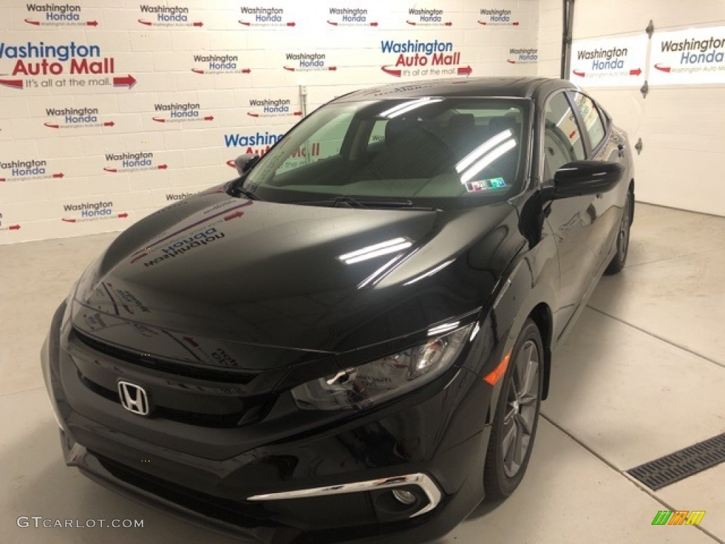 2020 Civic EX Sedan - Crystal Black Pearl / Black photo #1