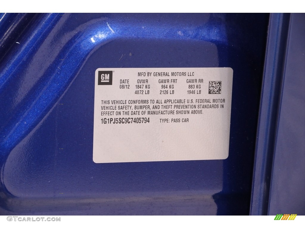 2012 Cruze Eco - Blue Topaz Metallic / Medium Titanium photo #18