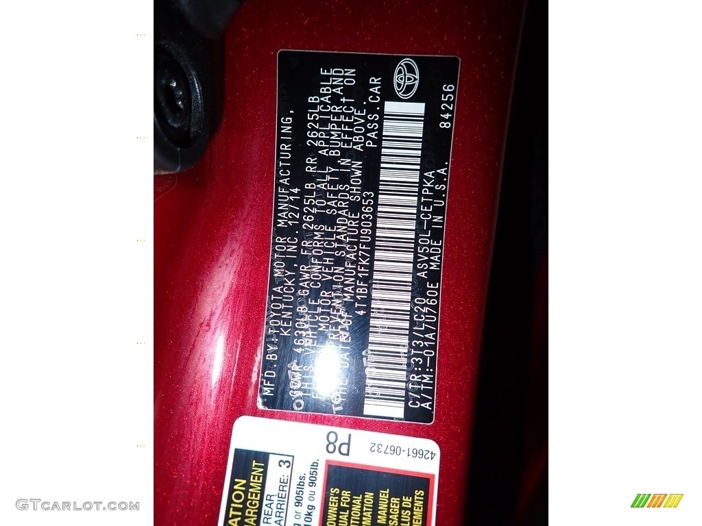 2015 Camry XSE - Ruby Flare Pearl / Black photo #32