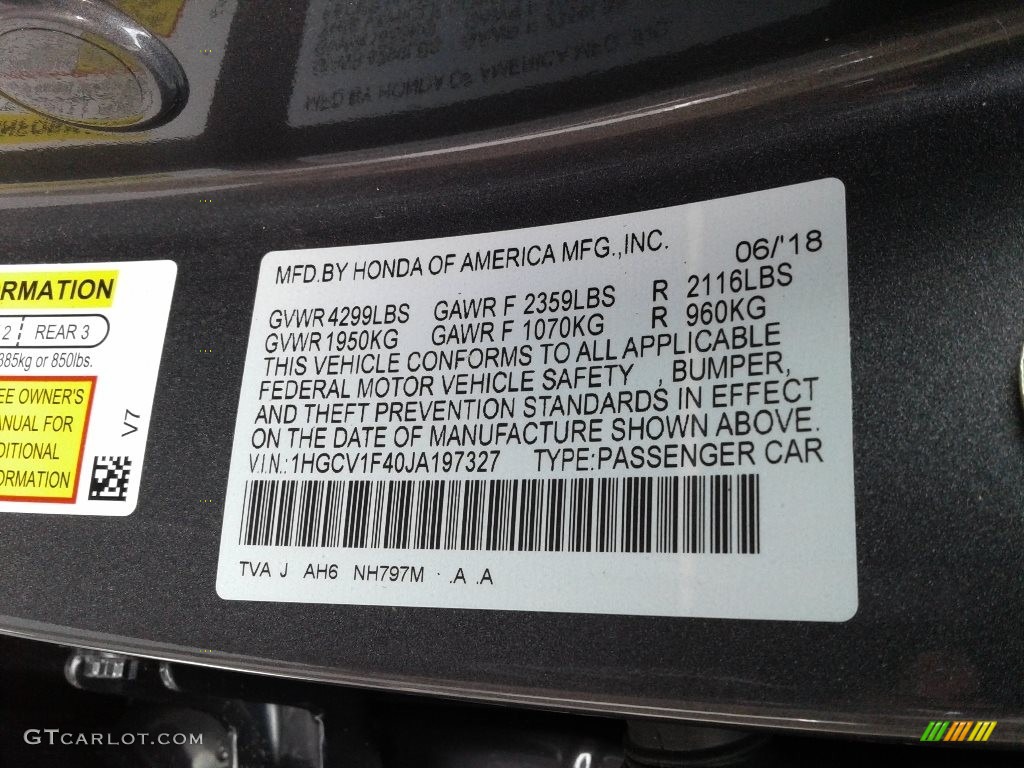 2018 Accord Color Code NH797M for Modern Steel Metallic Photo #139311130