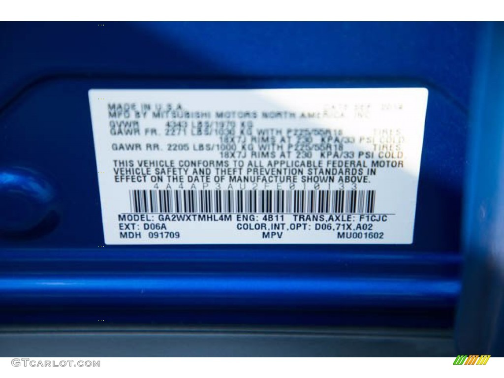 2015 Mitsubishi Outlander Sport ES Color Code Photos