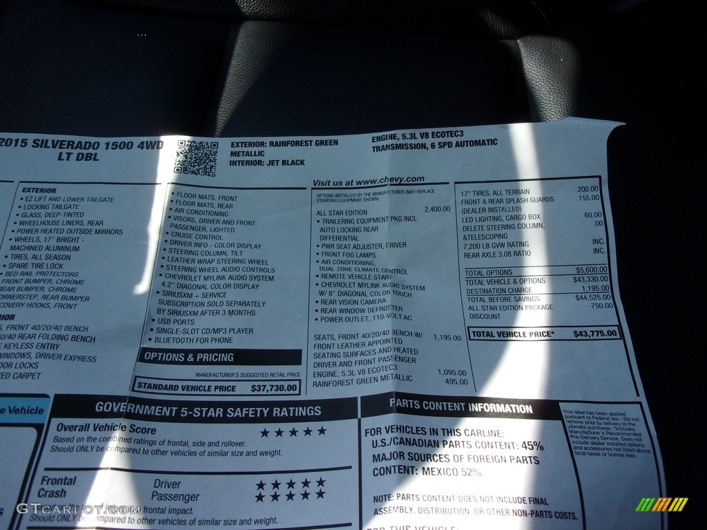 2015 Silverado 1500 LT Double Cab 4x4 - Rainforest Green Metallic / Jet Black photo #36