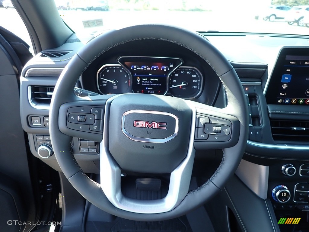 2021 GMC Yukon SLT 4WD Jet Black Steering Wheel Photo #139321055