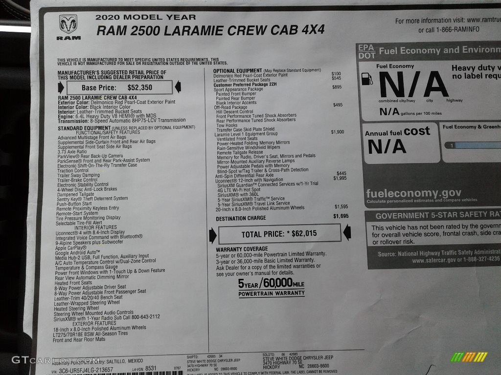 2020 2500 Laramie Crew Cab 4x4 - Delmonico Red Pearl / Black photo #34
