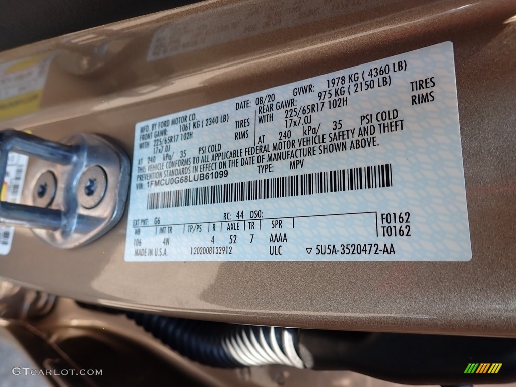 2020 Escape SE - Desert Gold Metallic / Sandstone photo #12