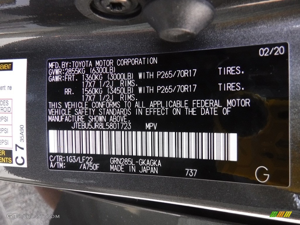 2020 Toyota 4Runner TRD Pro 4x4 Color Code Photos