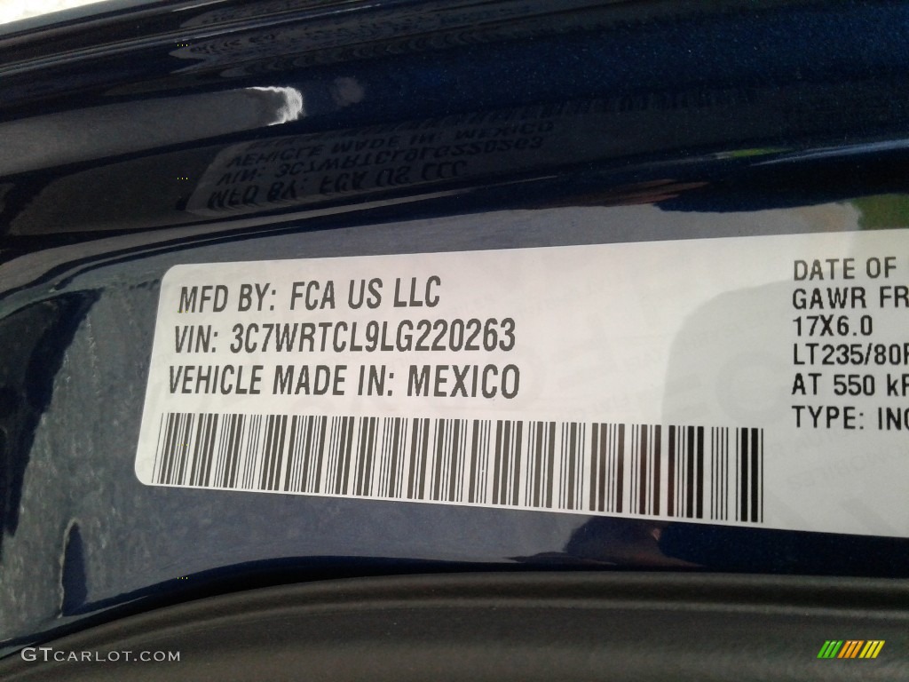 2020 3500 Tradesman Crew Cab 4x4 Chassis - Patriot Blue Pearl / Black/Diesel Gray photo #27