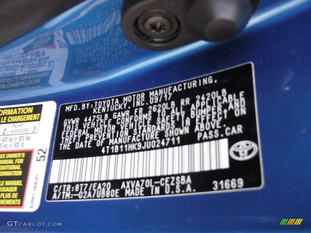 2018 Camry SE - Blue Streak Metallic / Black photo #24