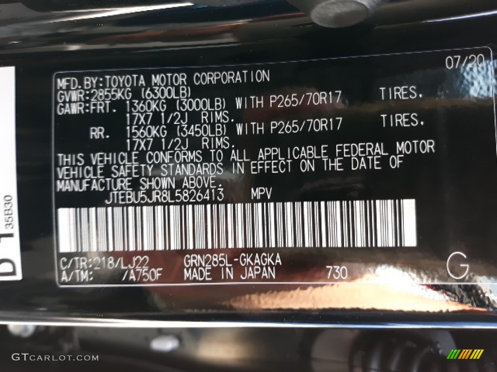 2020 4Runner Color Code 218 for Midnight Black Metallic Photo #139345050
