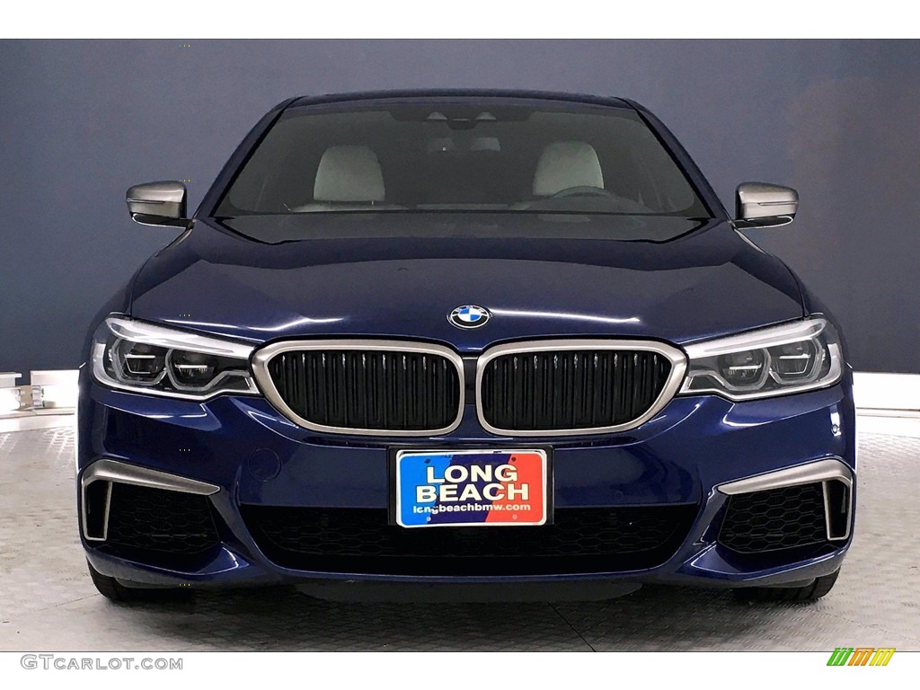2018 5 Series M550i xDrive Sedan - Bluestone Metallic / Ivory White photo #2