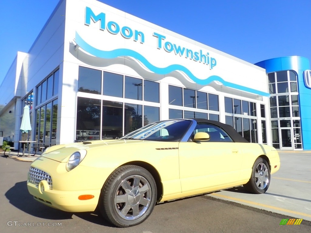 2002 Thunderbird Deluxe Roadster - Inspiration Yellow / Midnight Black photo #1