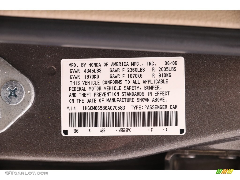2006 Accord EX-L V6 Sedan - Carbon Bronze Pearl / Ivory photo #16