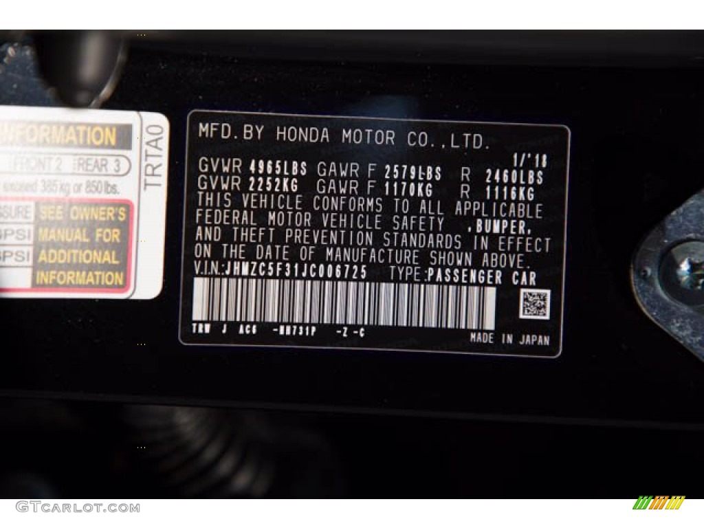 2018 Clarity Color Code NH731P for Crystal Black Pearl Photo #139358571