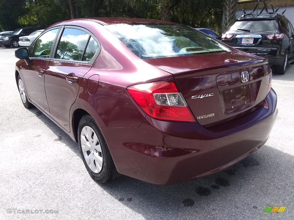 2012 Civic LX Sedan - Crimson Pearl / Beige photo #5