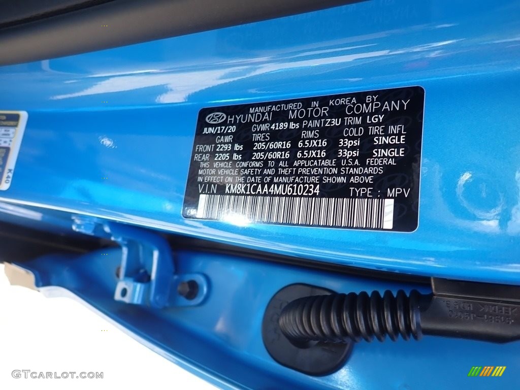 2021 Kona SE AWD - Surf Blue / Black photo #13