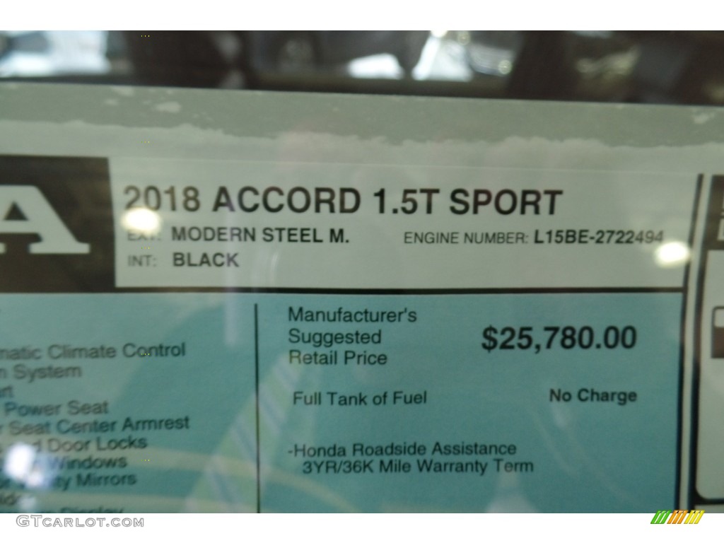 2020 Accord Sport Sedan - Modern Steel Metallic / Black photo #15