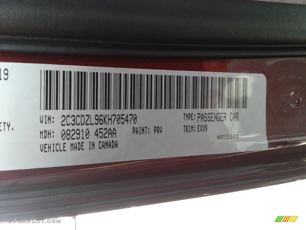 2019 Challenger Color Code PRV for Octane Red Pearl Photo #139374888