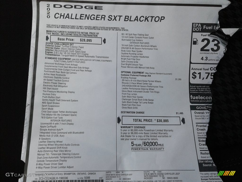 2020 Challenger SXT - TorRed / Black photo #25