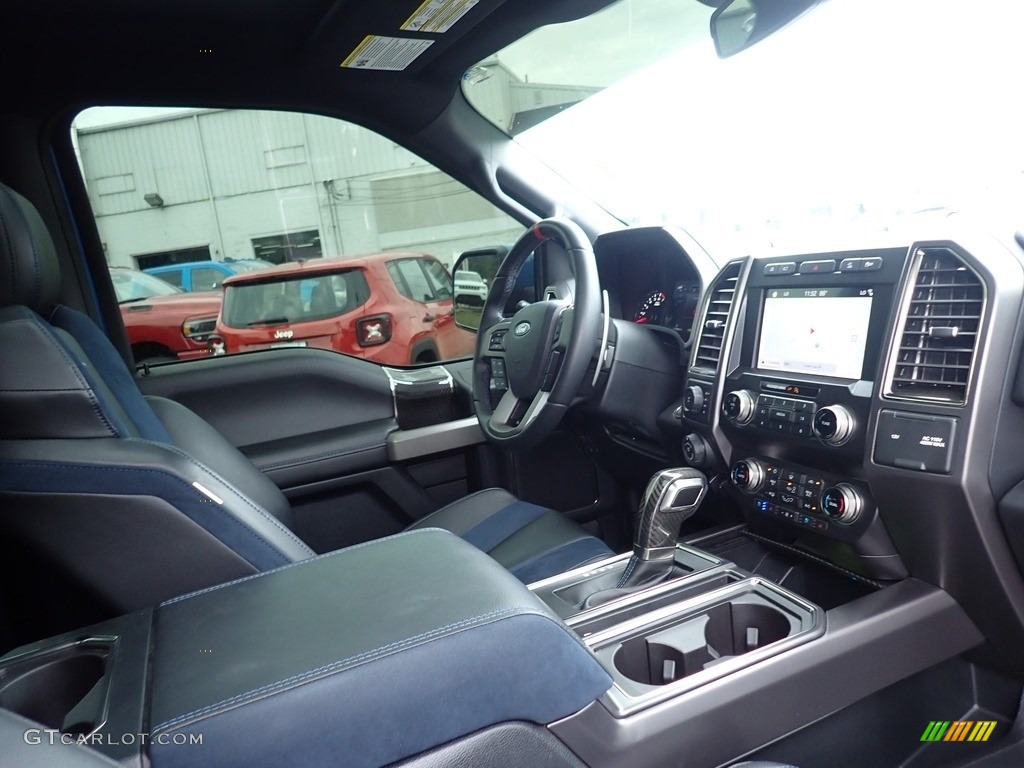 Raptor Black/Unique Blue Accent Interior 2019 Ford F150 SVT Raptor SuperCrew 4x4 Photo #139382303