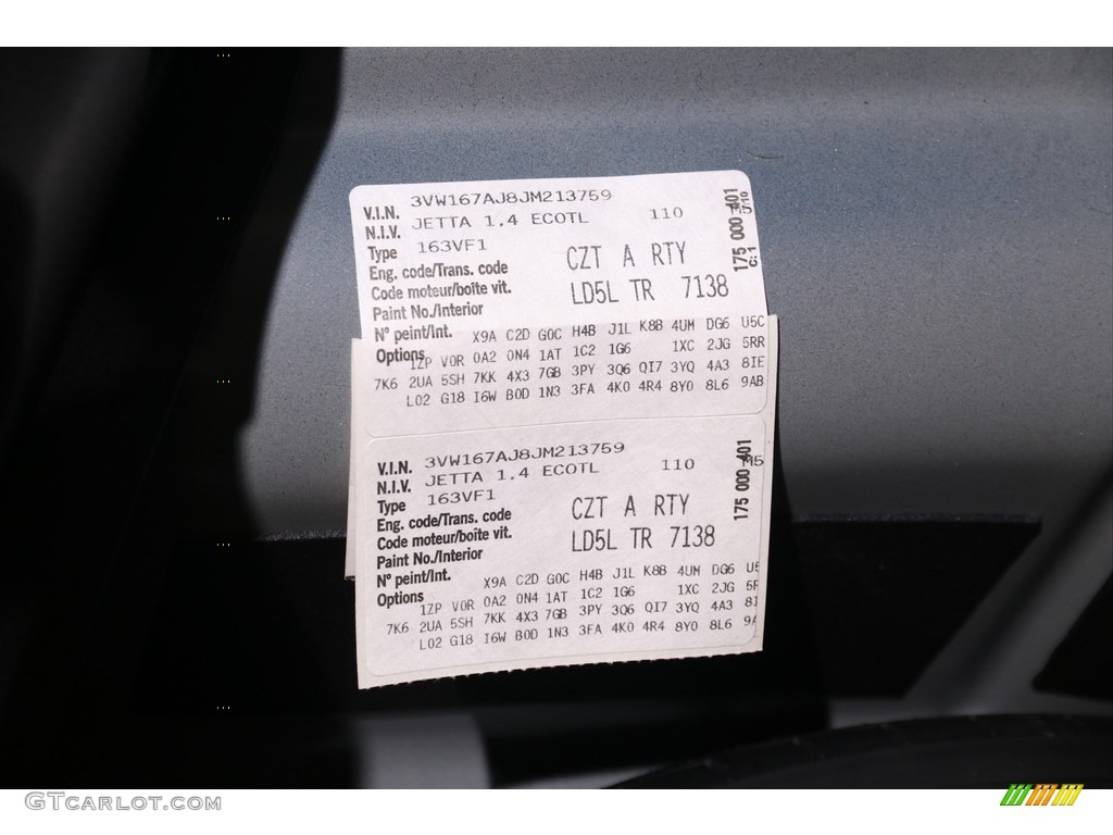 2018 Volkswagen Jetta S Color Code Photos