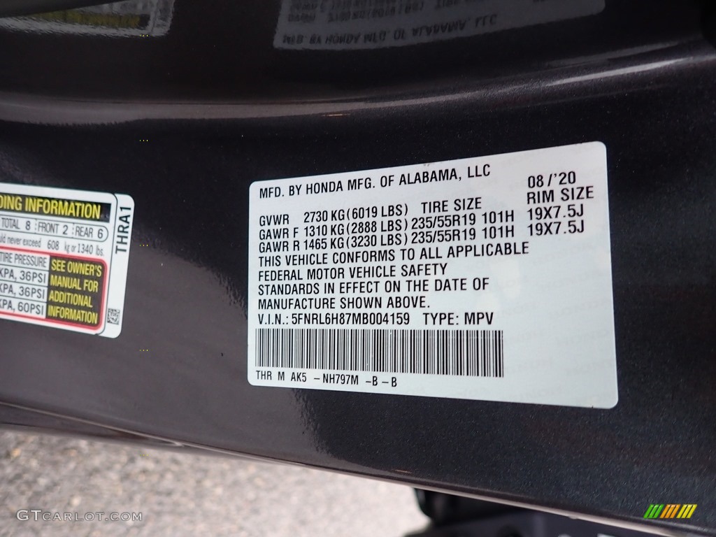 2021 Odyssey Color Code NH797M for Modern Steel Metallic Photo #139396035