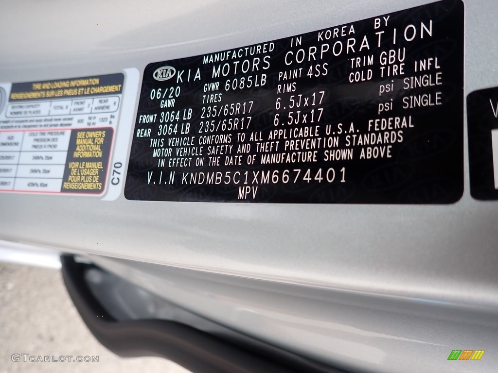 2021 Kia Sedona LX Color Code Photos