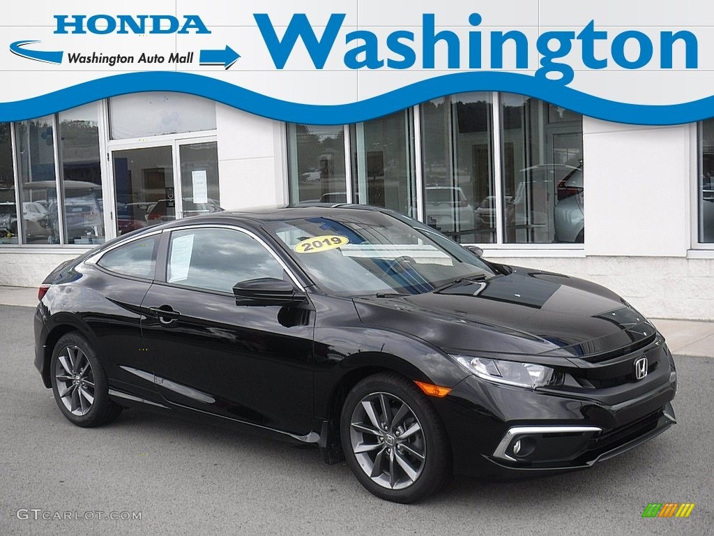2019 Civic EX Coupe - Crystal Black Pearl / Black photo #1
