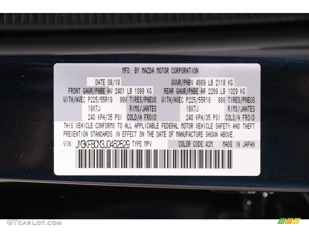 2018 CX-5 Touring AWD - Deep Crystal Blue Mica / Black photo #18