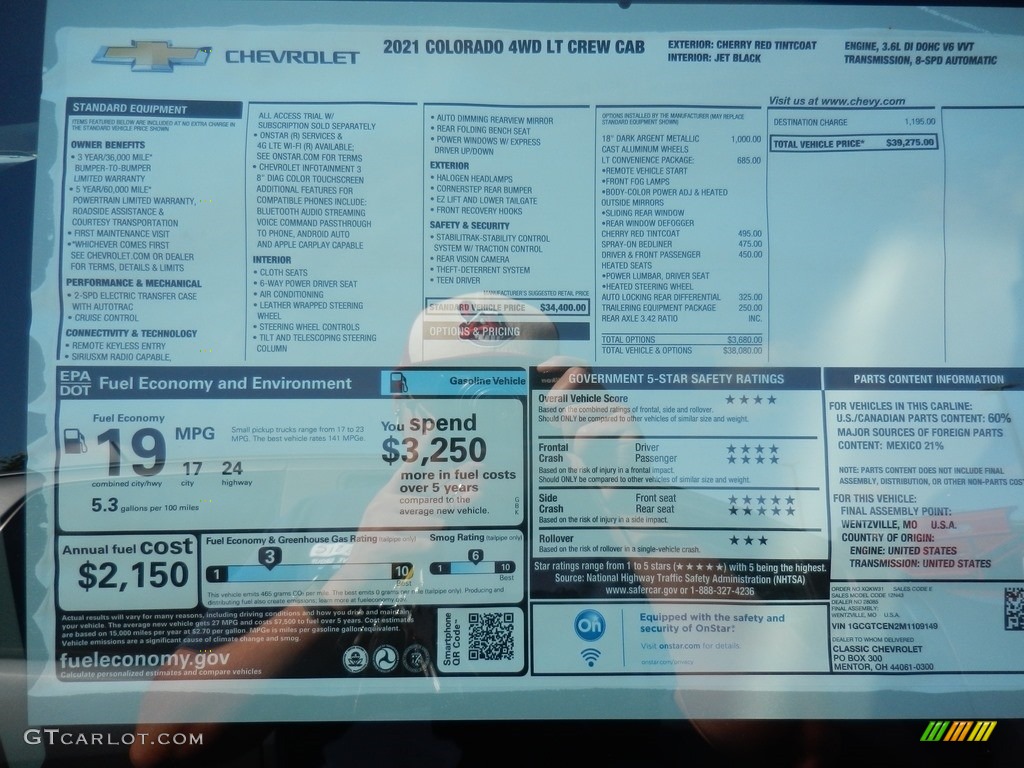 2021 Chevrolet Colorado LT Crew Cab 4x4 Window Sticker Photos