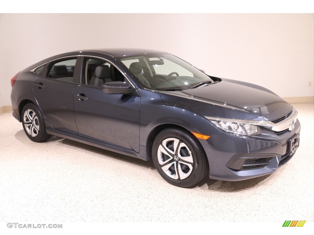 2018 Civic LX Sedan - Cosmic Blue Metallic / Gray photo #1