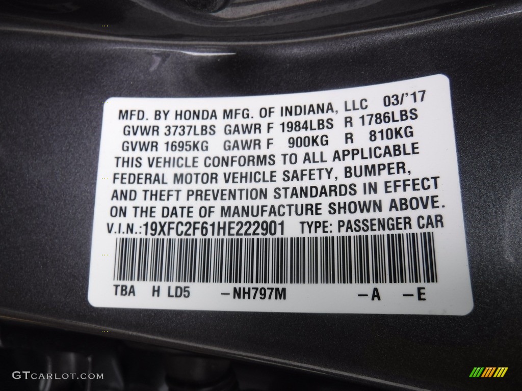 2017 Honda Civic LX Sedan Color Code Photos
